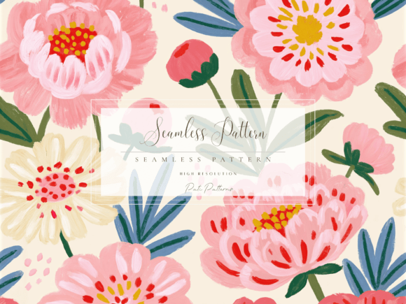 Blush Peony Seamless Floral Pattern PNG