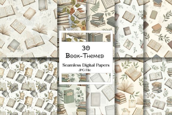 Book-Themed Seamless Digital Paper: A Creative Resource for Literary Enthusiasts