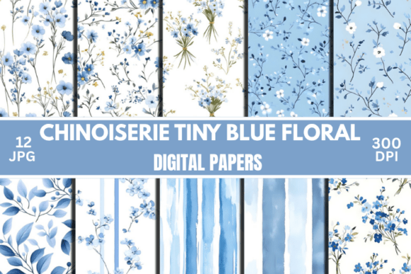 Chinoiserie Blue Floral Digital Paper: A Versatile Design for Creative Projects