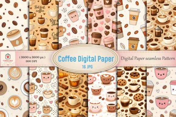 Coffee Seamless Digital Paper Bundle