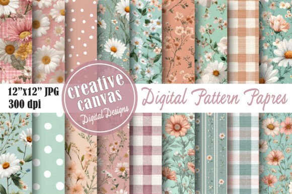 Coquette Daisy Floral Digital Paper
