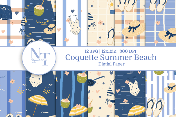 Coquette Summer Beach Digital Paper: A Stylish Solution for Coastal Creativity