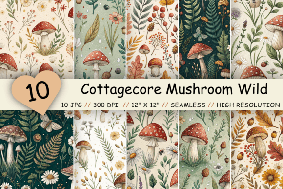 Cottagecore Mushroom Wildflower Paper
