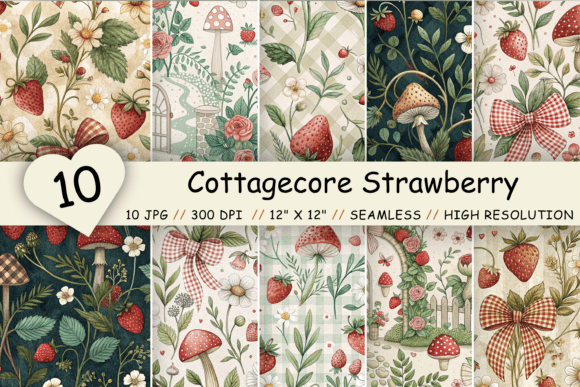 Cottagecore Strawberry Gingham Paper: A Versatile Digital Design for Creative Projects