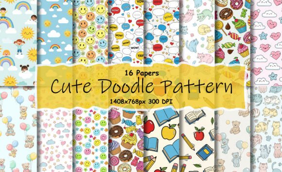 Cute Doodle Seamless Patterns for Kids