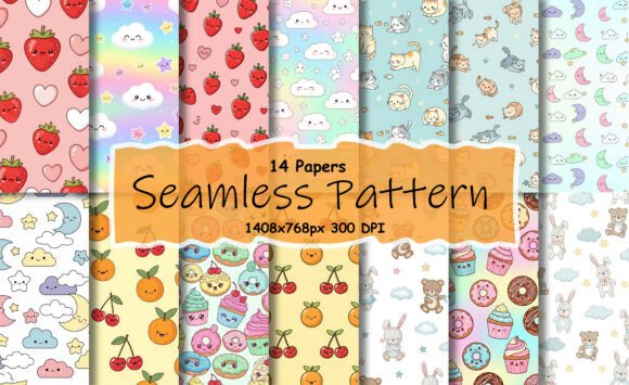 Cute Seamless Patterns Kawaii Paper