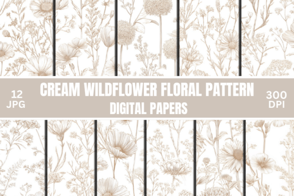 Delicate Cream Wildflower Floral Pattern