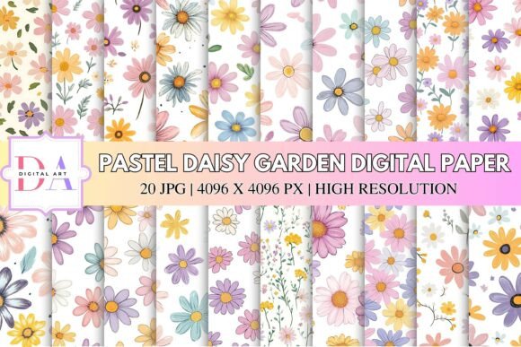Pastel Daisy Garden Digital Paper