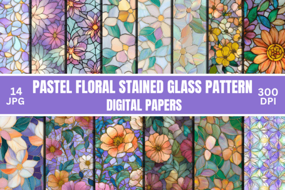 Pastel Floral Stained Glass Pattern: A Versatile Digital Design for Creative Projects