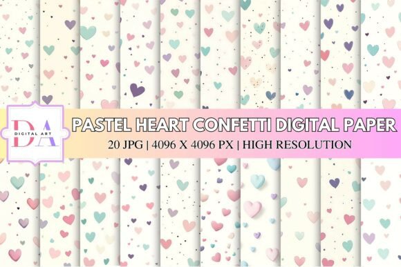 Pastel Heart Confetti Digital Paper