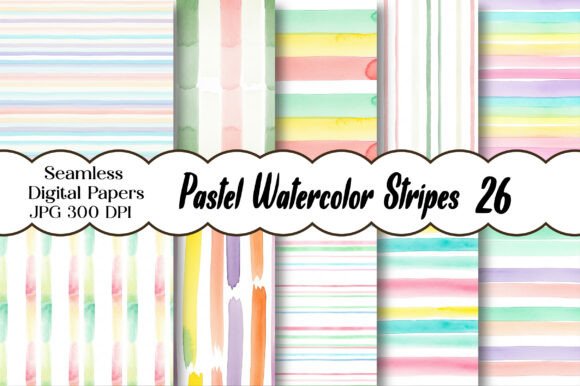 Pastel Watercolor Stripes Digital Paper