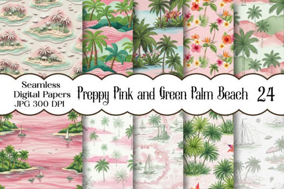 Preppy Pink and Green Palm Beach Pattern: A Tropical Escape in Every Design