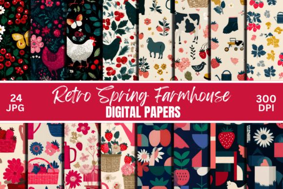 Retro Spring Farmhouse Digital Pattern: A Nostalgic Touch for Modern Creativity