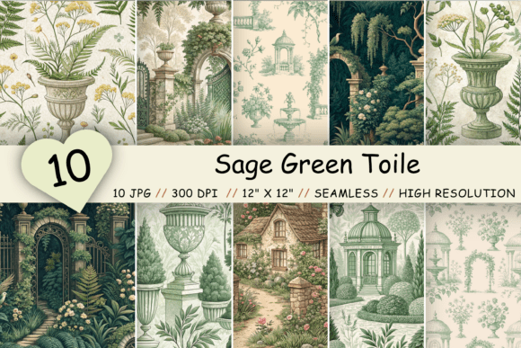 Sage Green Toile Digital Paper Pack: A Versatile Tool for Creative Projects