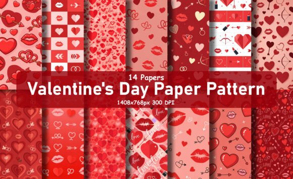 Valentine's Day Paper Red Heart Patterns
