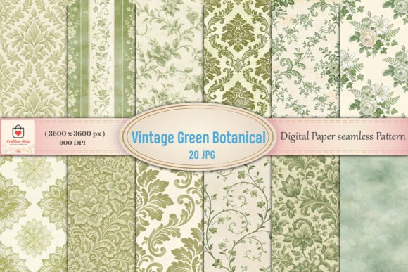 Vintage Green Botanical Seamless Digital: A Timeless Addition to Modern Creativity