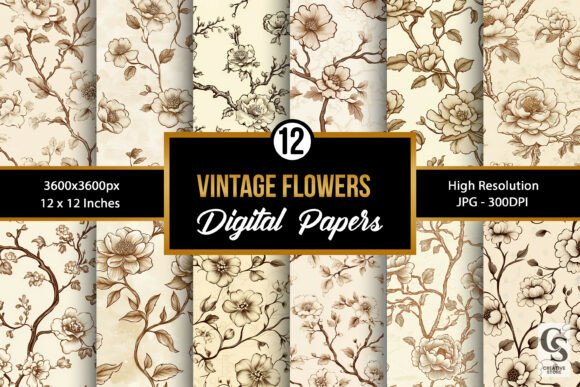 Vintage Hand Drawn Flowers Patterns