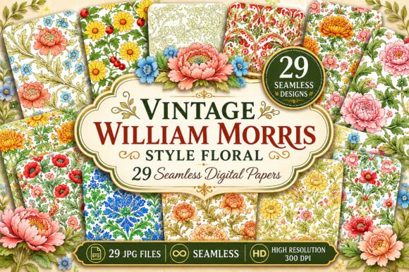 Vintage William Morris Style Floral Bundle