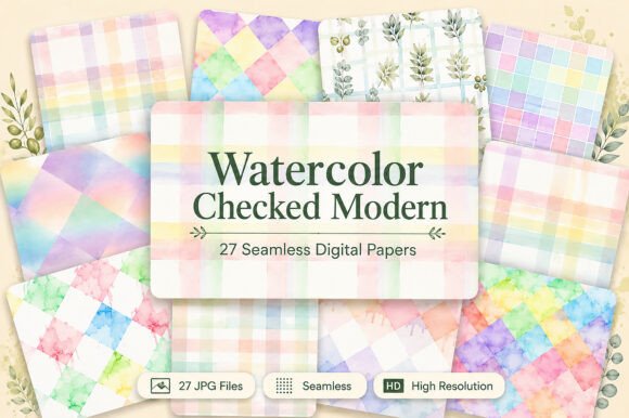 Watercolor Checked Modern Digital Paper: A Versatile Creative Tool